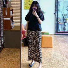 Супер крутая Сексуальная Женская леопардовая юбка длинная с разрезом сбоку Осенняя Jupe Longue Falda Larga Gonne'll Saia