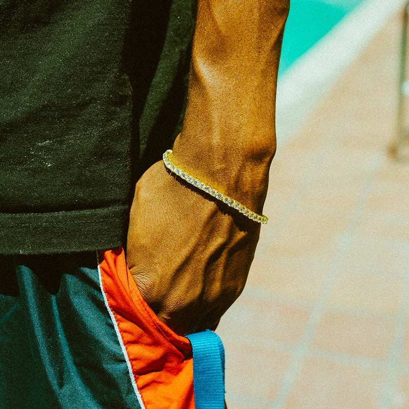 Хип-хоп 1Row Bling CZ Iced Out Стразы браслет из Кубического циркония теннисные цепи браслеты для женщин мужчин ювелирные изделия розовый красный