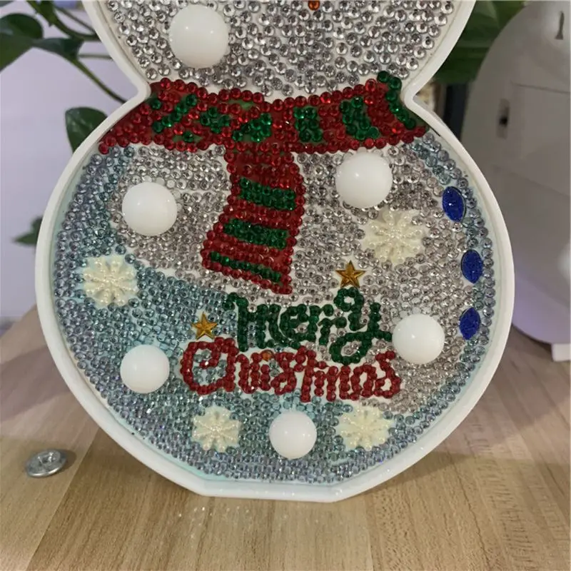 DIY Christmas Tree Snowman Decoration Diamond Painting with LED Night Light DIY 634E