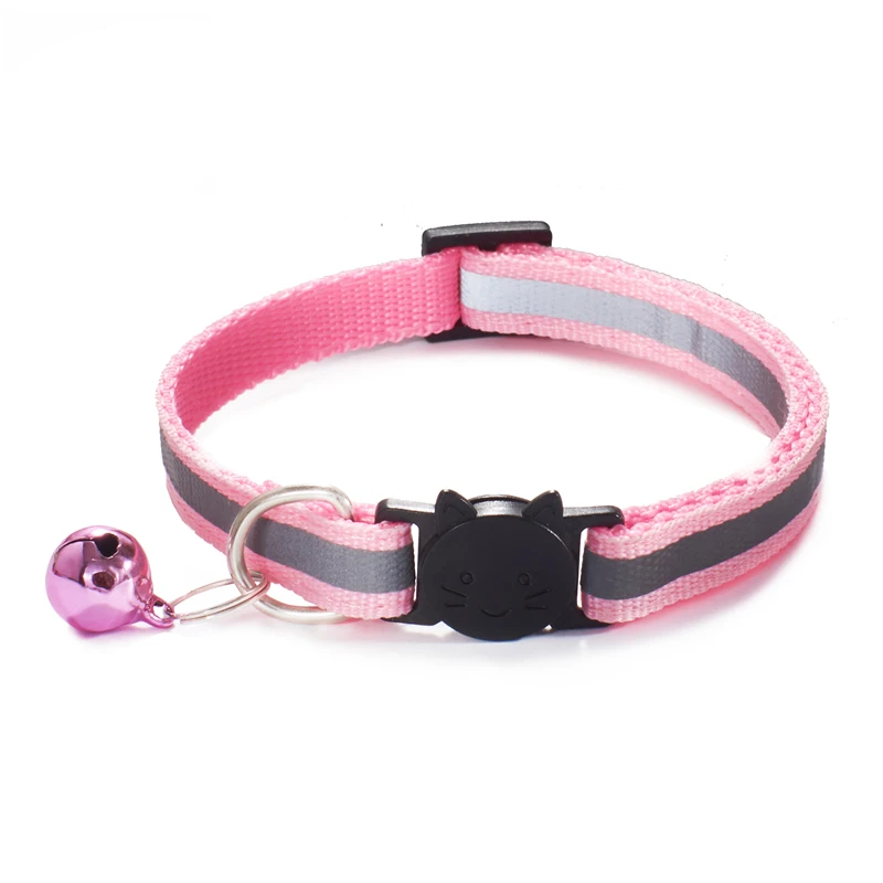 18 Colors Cats Bells Collars Adjustable Nylon Buckles Fashion Reflective Pet Collar Cat Head Pattern Supplies For Accessories 