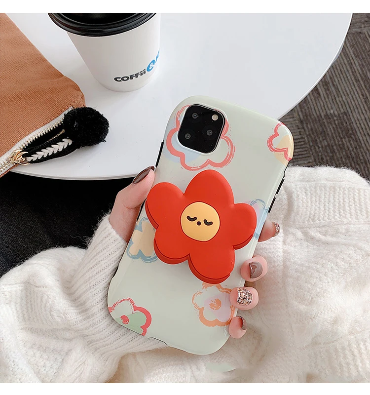Красный GlamPhone чехол-подставка с цветами чехол для телефона для iPhone11Pro/Max X XS Max XR Мягкий силиконовый чехол для iPhone11 7 8 6 6s Plus чехол - Цвет: Красный