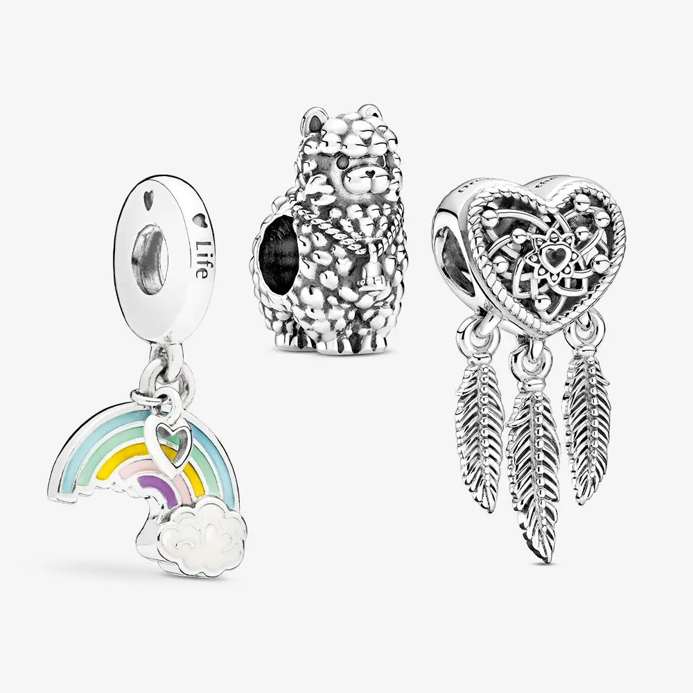 Новинка 2020 стильный бриллиантовый Серебряный Очаровательный набор с символом