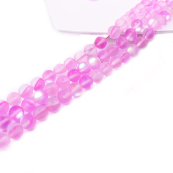 

1 Strand / lot 50 pieces 8mm pink frosted moonstone beads crystal glass beads diy jewelry necklace bracelet