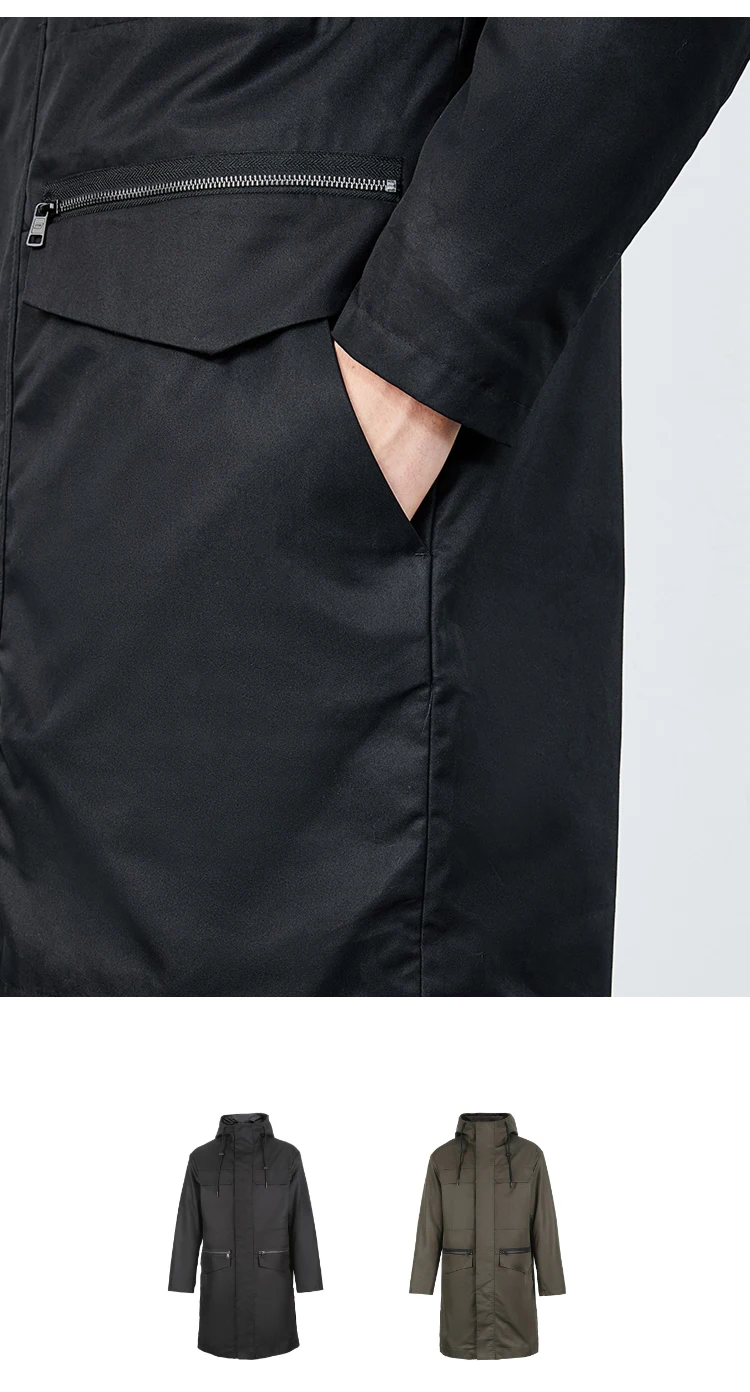 JackJones Мужская парка с капюшоном пальто Длинная стеганая куртка Тренч пальто мужская одежда 218409507