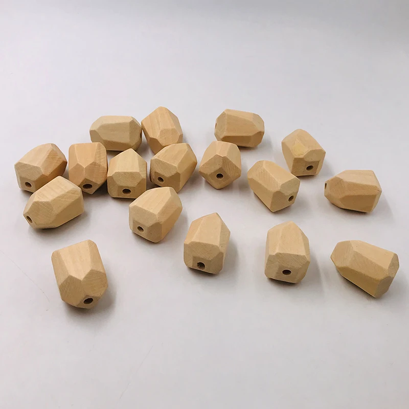 10 шт. безопасная, из дерева жевательные граненые бусины Ecofriendly сырой бусины самодельные ювелирные украшения Цепочка для детской соски аксессуары детский Прорезыватель