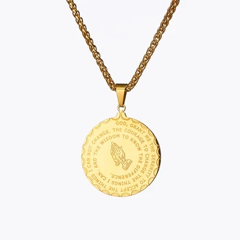 

Hip Hop Fashion Mens Necklace Gold Round Pendant Stainless Steel Chain Rock Trendy Unisex Luxury Gift Jewelry цепи на шею