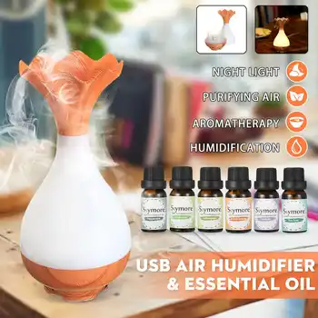 

USB aroma oil diffuser White Grain electric humidifier ultrasonic air humidifier aromatherapy LEDlight mist maker for home