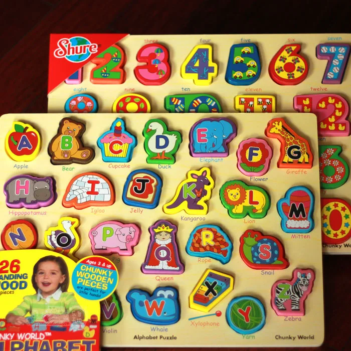 

Genuine Product Shure Children'S Educational Jigsaw Puzzle Jigsaw Puzzle Clutch Plate 26 Grain Color Lettered Animal Panel Multi