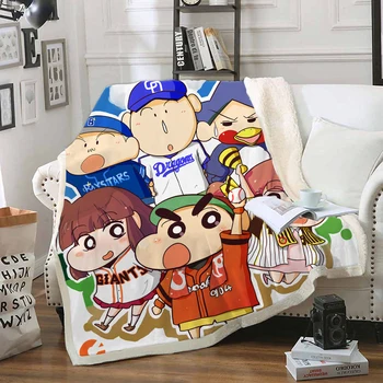 

Anime Crayon Shin-chan Funny Character Blanket 3D Print Sherpa Blanket on Bed Home Textiles Dreamlike Style 04