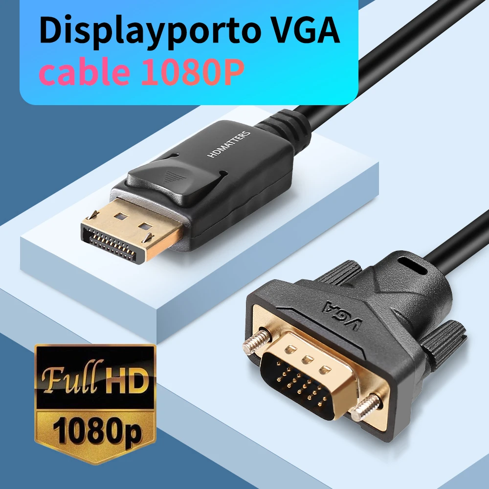 Displayport to VGA Кабель 1 8 m DP адаптер конвертер кабель мужчина к Мужской для HP Dell lenovo Tablet