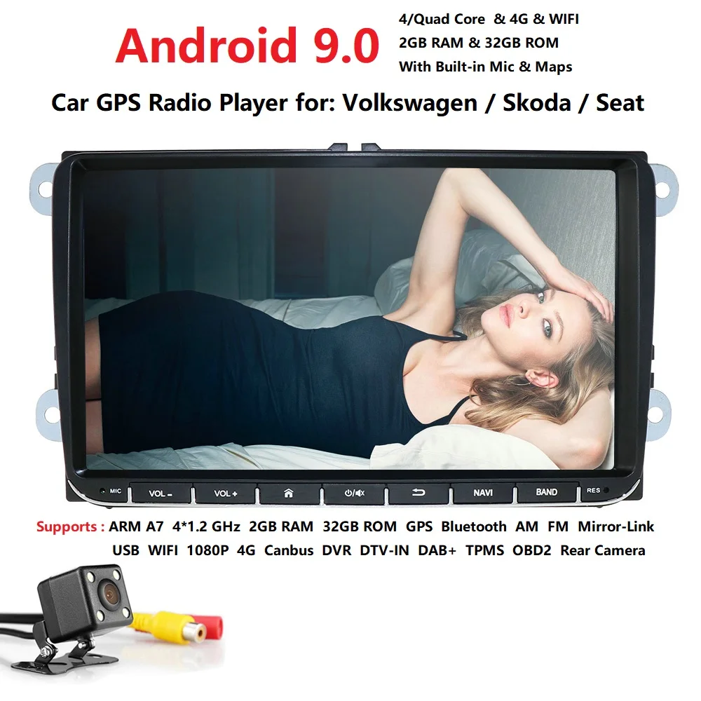 Perfect android 9.0 car dvd for vw passat b6 b7 golf 5 6 tiguan polo octavia rapid fabia multimedia navigation player AM FM 1080P  32GB 2