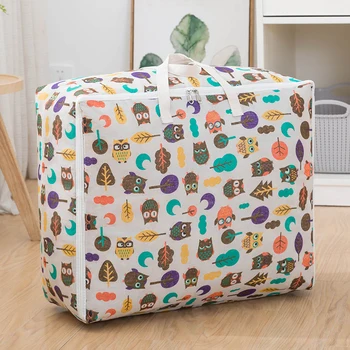 

7 Style Cartoon Canvas Storage Bags Breathable Closet Organizer Bag For Toy Clothes Quilt Blanket Home Finishing Storage Bags