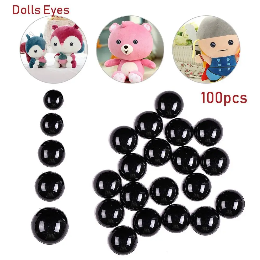 100 Pcs Black Plastic Safety Eyes For Bears Needle Felting Animals Puppet Crafts making Kids DIY Plush toy Dolls Accessories | Игрушки и