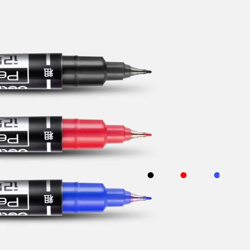 Twin Tip Permanent Marker 3pcs/set Black/Blue/Red Waterproof Fine Point Marker pen for School Office Supplies Student Stationery permanent marker pen marker pens permanent marker permanent markers markers pen