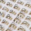 Wholesale 12Sets Cubic Zircon Stainless Steel Rings Men Women Wedding Jewelry FREE Shipping 3