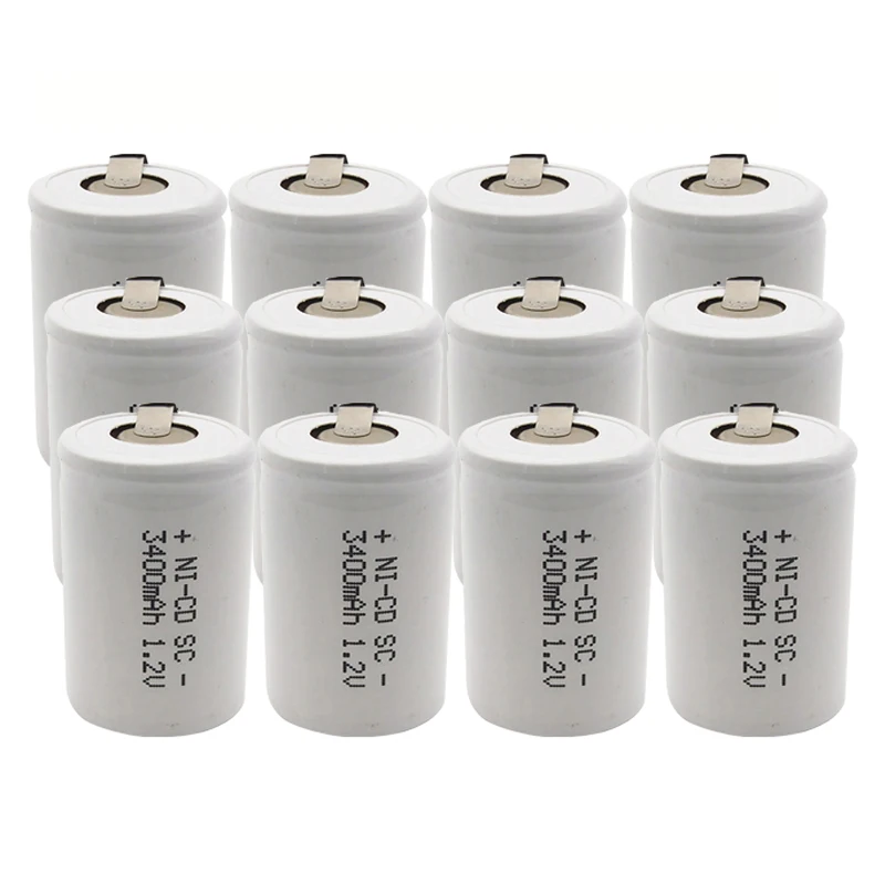 12pcs MJKAA SC 1,2 V 3400mAh аккумуляторная батарея 4/5 Sc Sub C Ni-cd батареи с вкладками для сварки для электрической дрели шуруповерт - Цвет: 12pcs