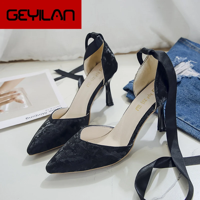 

Summer Women Pump Brogue Casual High Thick Heels Buckle Strap Flock Antiskid Bottom Ladies Shoes Wedding Sandalias Mujer W32-50