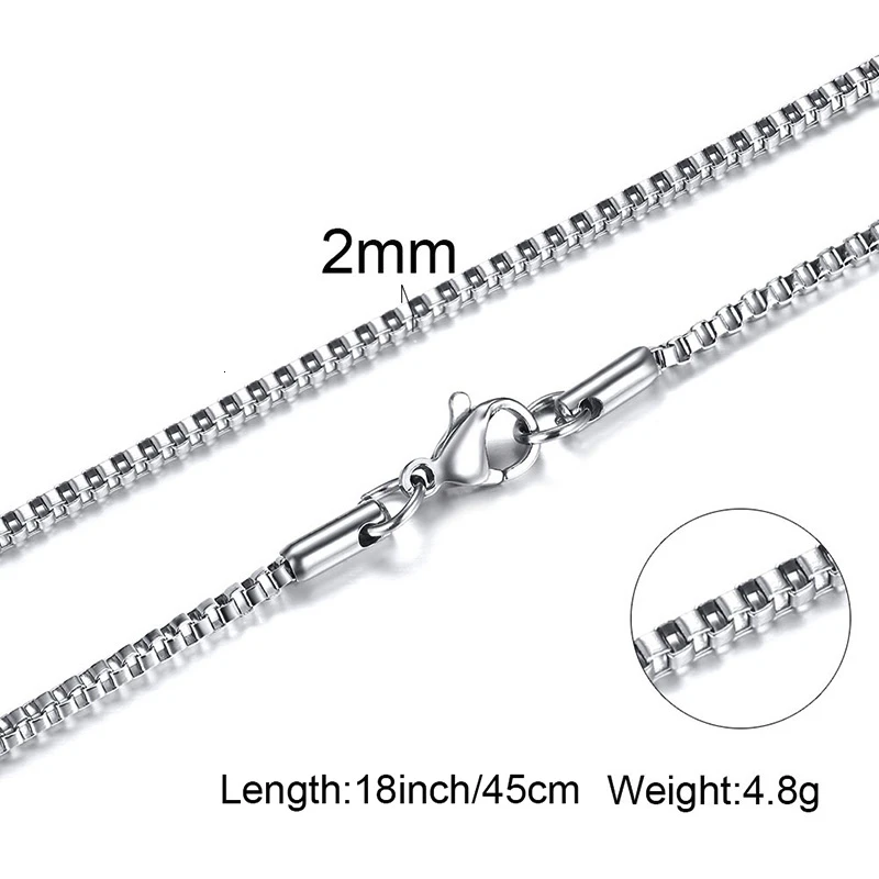 1 TO 3MM THICK STAINLESS STEEL BOX CHAIN NECKLACE FOR MEN JEWELRY LINK CHOKER WITHI 18 TO 24 INCH - Image 4