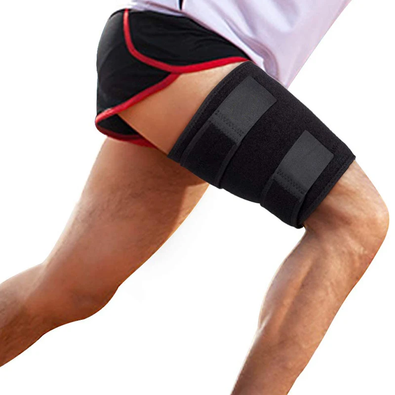 

Thigh Support Thigh Brace Hamstring Wrap Adjustable Compression Sleeve with Anti Slip Silicone Strips for Men and Women
