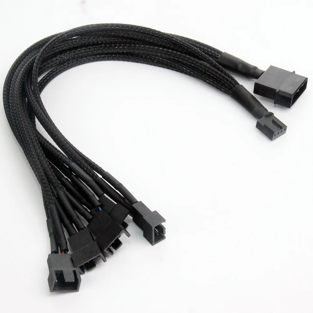 

2pcs Computer Fan Line One Point Five 4Pin Fan HUB Hub Big 4Pin Power Supply Small 4Pin Speed Measurement Temperature Control