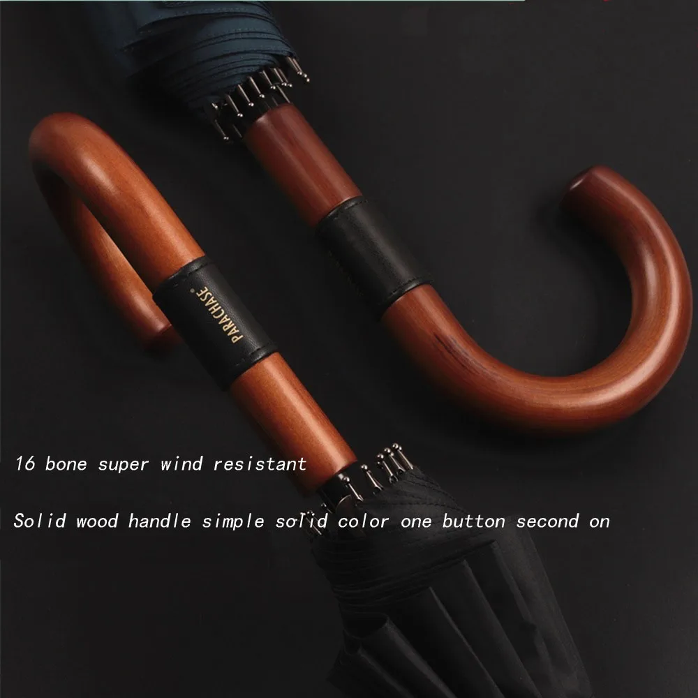 Long handle umbrella 16 bone super large 120cm business storm men's double retro automatic long | Дом и сад