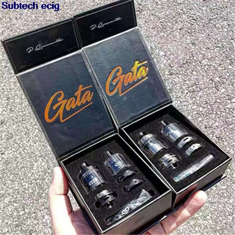 Koop Nieuwe collectie QP Ontwerp GATA RTA tank 24mm diameter 2ML 4ML top Vullen Single Coil Dubbele ring drip voor MTL en DLH RDA RTA RDTA