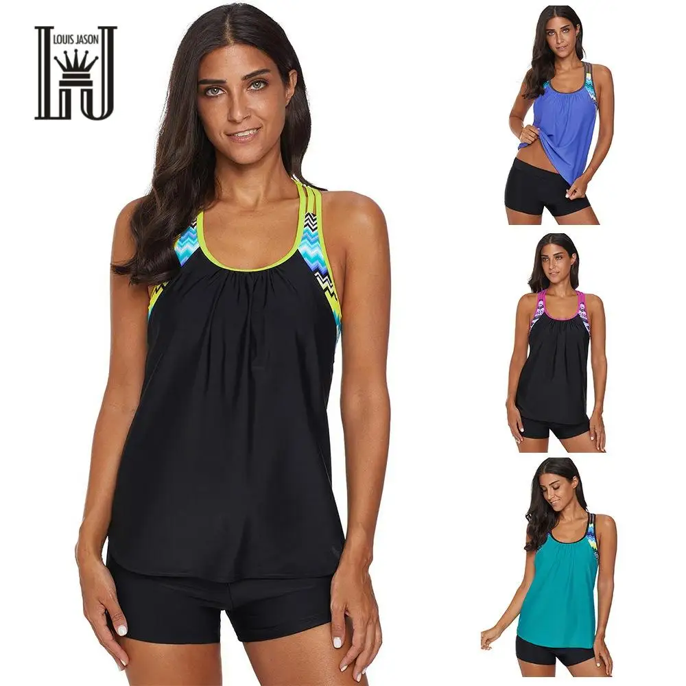 

LOUIS JASON Ladies Swimwear New Split Conservative Belly Slimming Boyshort Sports Size Swimwear Maillot De Bain Femme Bikini Set