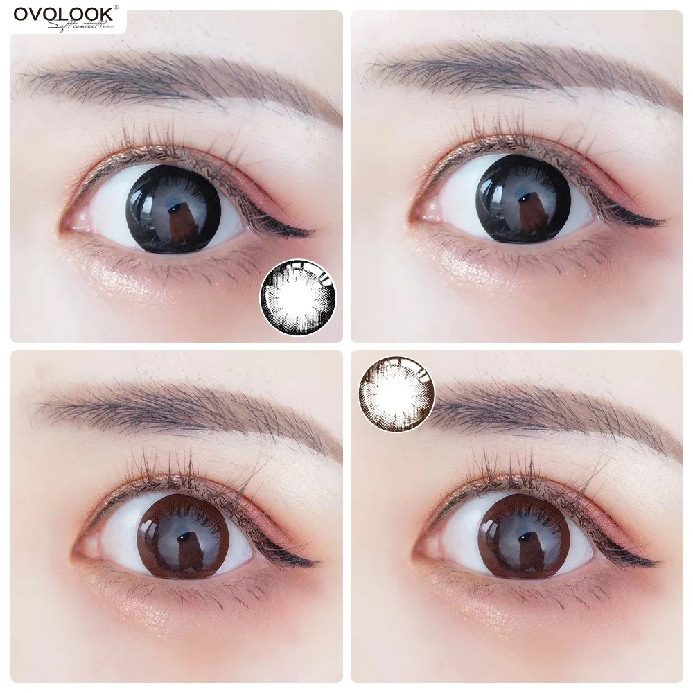 

OVOLOOK-1 Pair Lenses Colored Lenses Contact Lenses for Eyes 2 Tone Personality 0-800 Eye Contacts Eye Color Lens Yearly Use