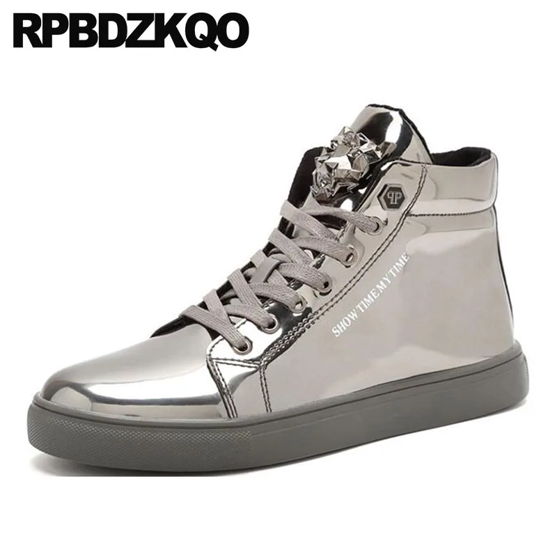 mens silver high top sneakers