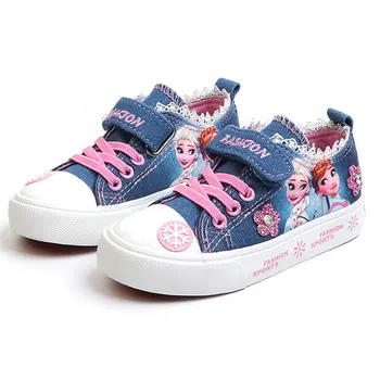 

Fashion Children Sneaker New Spring Autumn Kids Casual Shoes Low Cut Girls Canvas Shoes Breathable Baby Denim Shoes Elsa Anna