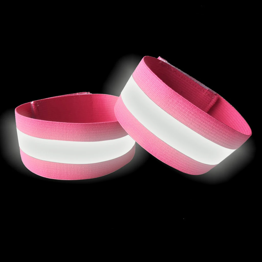 4x Elastic Reflective Hand Wrist Band Reflective Bracelet Rose Red