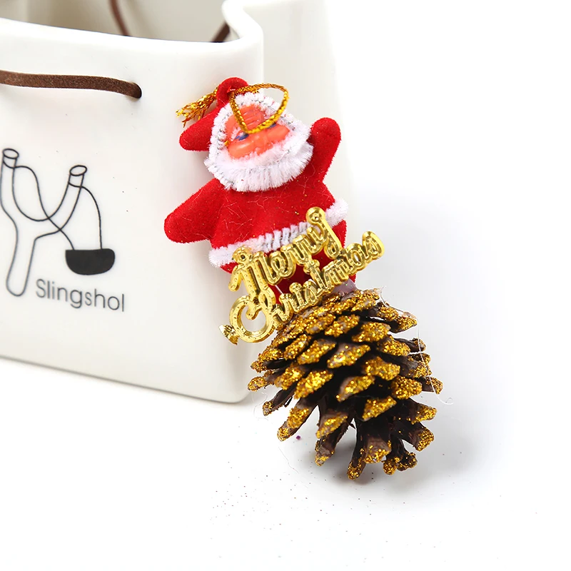Novelty Christmas Tree Santa Claus Pine Cone Hanging Decoration Decor Supplies