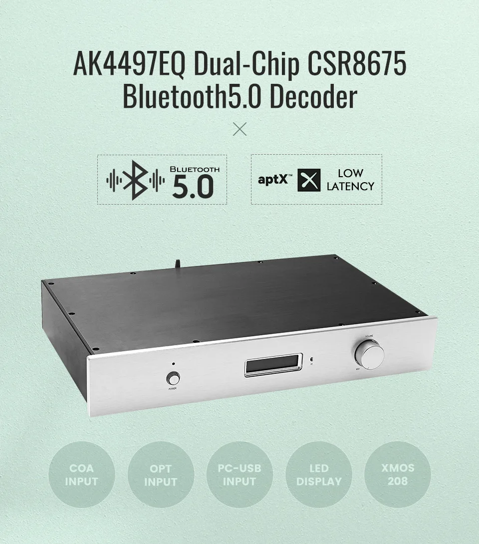 AIYIMA AK4497EQ двойной чип ЦАП волокно коаксиальный USB CSR8675 Bluetooth 5,0 APTX декодер поддерживает DSD DIY для домашнего кинотеатра