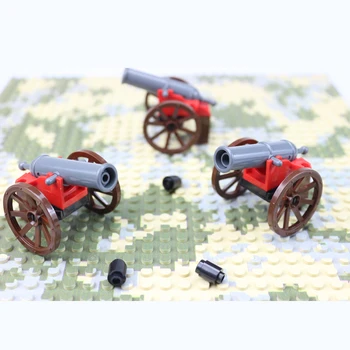 

3pcs/lot MOC Block Weapon Cannon With Wheels Shells Figure Land Force Enlighten Building Block Kids Assemble Parts Military Toy