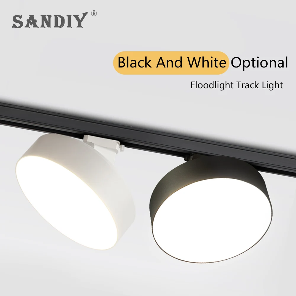 SANDIY Led 레일 램프 스팟 트랙 조명 회전식 천장 스포트라이트 9W/12W/24W 레일 트랙 고정 장치 거실 장식 포스터 조명 매장 숍 디스플레이 스포트라이트 블랙/화이트 110V/220V