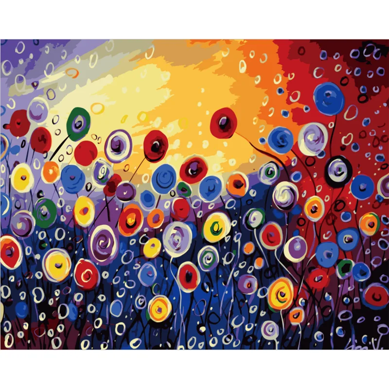 

Landscape Abstract Paint By Numbers Colorful Flower DIY Craft Kits Coloring Drawing On Canvas Picture By Number With Frame 40x50