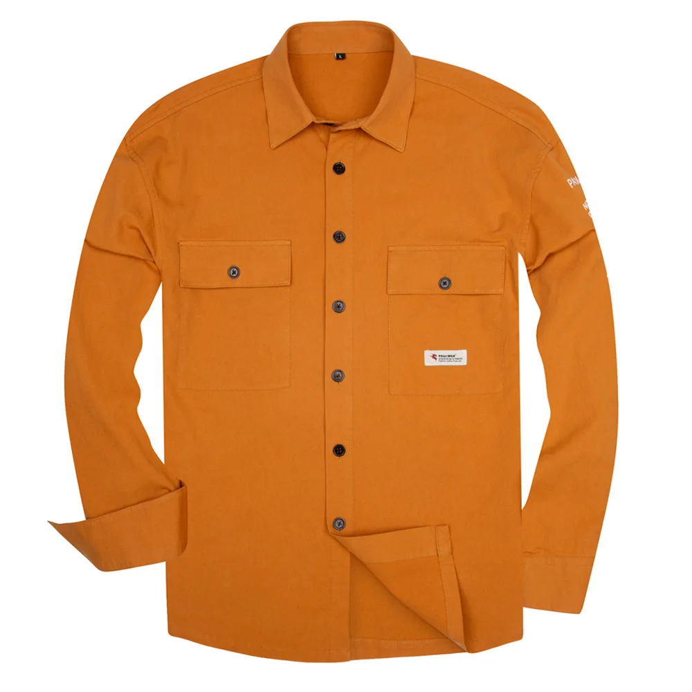 Повседневные рубашки в стиле сафари, хлопок, мужские рабочие Рубашки с длинным рукавом, мужские однотонные рубашки - Цвет: G1908-1