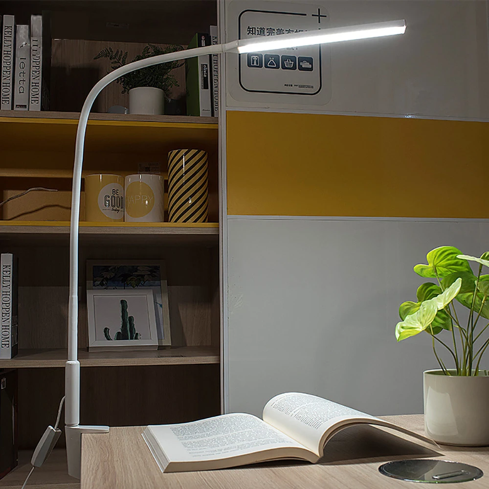 10W LED Table Lamp Long Arm Office Clip Desk Lamp Eye-protected Reading Lamp With 3-Level Brightness And Color For Home Study