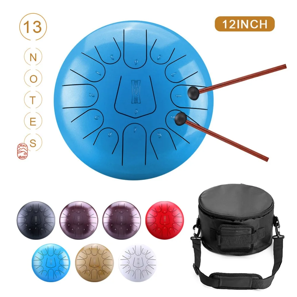12 дюймов Сталь язык барабан Handpan ручной Барабаны крупных 13 Notes Tankdrum с сумкой в комплекте