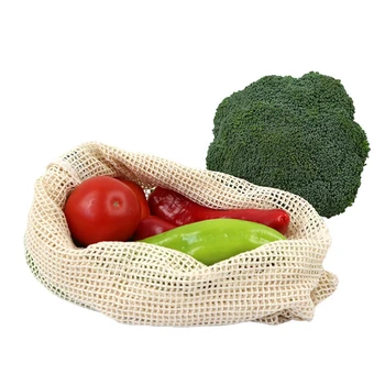 

Promotion! 6Pcs Reusable Produce Bag Organic Cotton Mesh Bag Storage Kitchen Vegetable Fruit Eco Bags Drawstring Shopping Bag