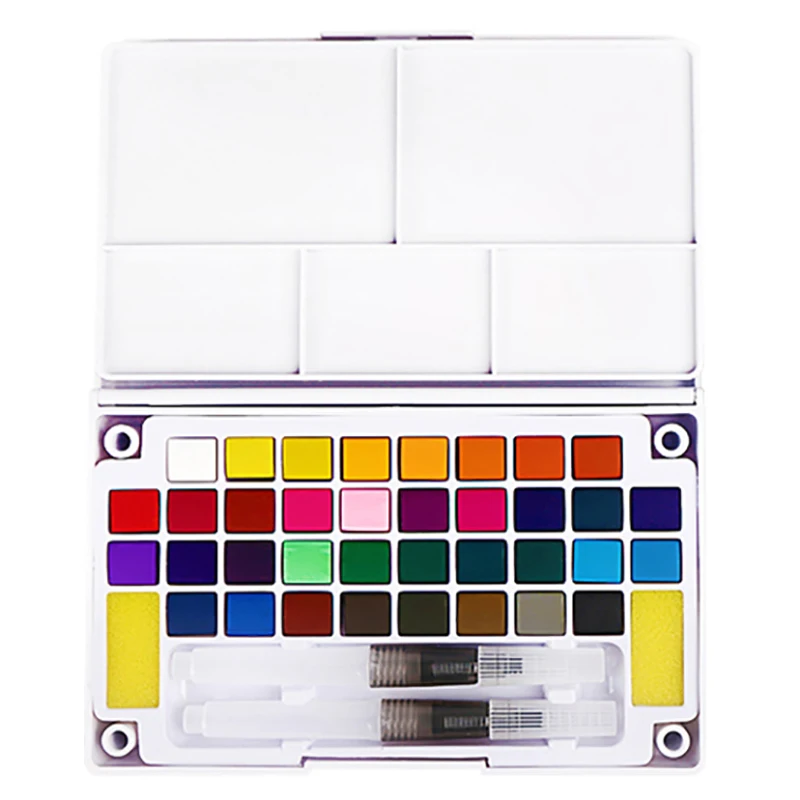 

36 Color Solid Pigment Portable Watercolor Paint Set with Brush Pen for Student Painting Art Supplies