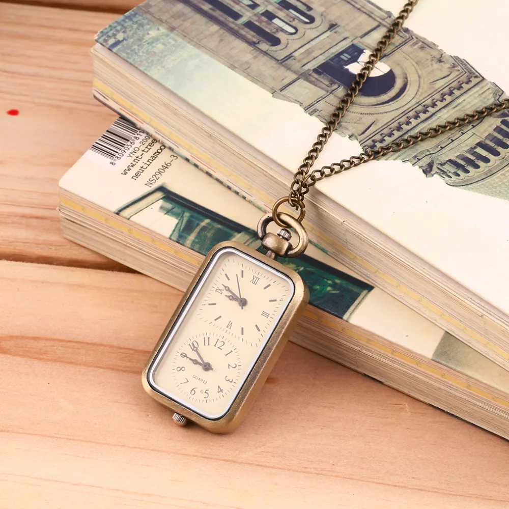 2020 fashion Antique Bronze Dual-clock creative Pocket Quartz Fob Pocket Watch With Sweater Necklace Chain 2020 fashion Antique Bronze Dual-clock creative Pocket Quartz Fob Pocket Watch With Sweater Necklace Chain