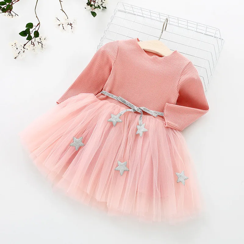 Элегантные Осенние Платья с цветочным узором для девочек кружевное платье принцессы с вышивкой для девочек 3, 5, 8 лет Детское платье из тюля для девочек - Цвет: Dress 4 Pink