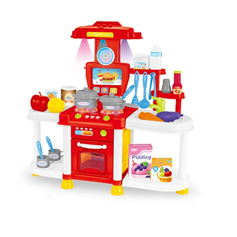 

Children Play House Kitchen Toy Set Sound and Light Sound Effects Girl Cooking Cooking Tableware Set
