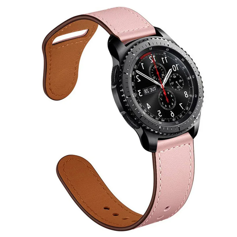 22 мм кожаный ремешок для samsung Galaxy Watch 46 мм ремешок gear S3 frontier band huawei часы gt ремешок спортивный браслет ремешок для часов 44 - Цвет ремешка: pink