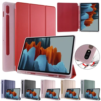 

For Samsung Galaxy Tab S7 11" 2020 T870 T875 12.4" 2020 T970 T975 Tablet Case Auto Wake Sleep leather Stand Cover with Pen Slot