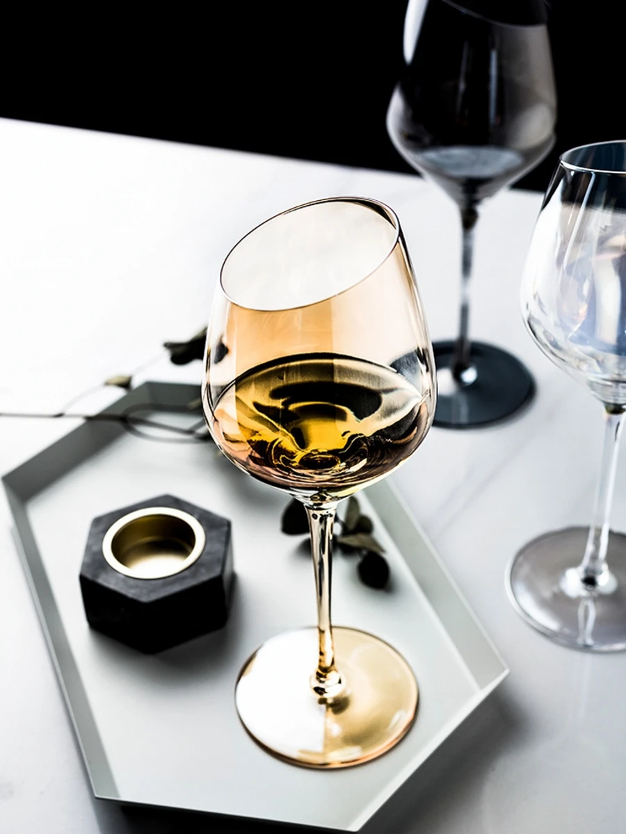 JINYOUJIA-Austrian RIEDEL Style Red Wine Glass, Handmade Color Handle  Goblet, Luxury Bordeaux Burgundy Wine Taster Cup