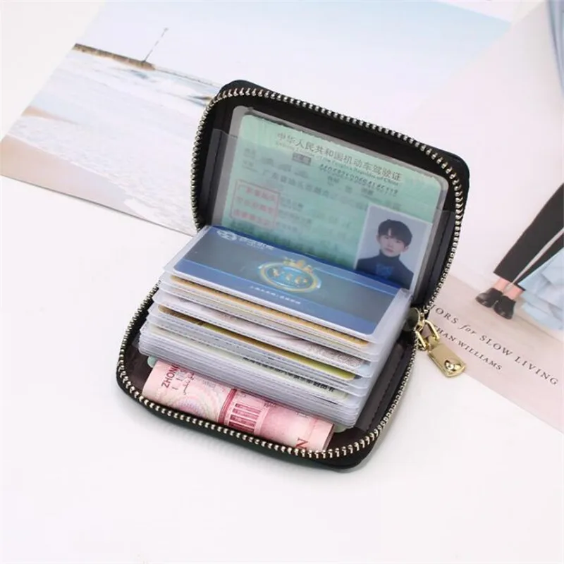 Wallet Card Holder Card Holder Credit Card Holder ID Card Holder ID Card Case Business Card Holder 26 Bits Zipper Leather Men Women Business Card Holder Wallet Case