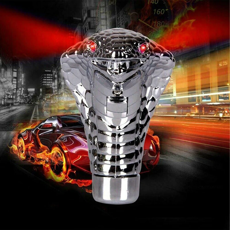 New Christmas Funny Gift Universal Auto Car Manual Gear Shift Knob Stick Led Eyes Chrome Cobra Snake Cool Shift Lever