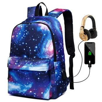 

2020new men's and women's school USB charging canvas youth schoolbag large capacity travel backpack anti theft bag kawaii bag